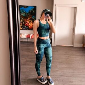 Green Blue Tie-Dye Victoria’s Secret Active Set - Tank & High-Waist Leggings